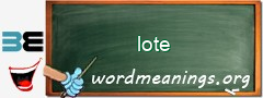WordMeaning blackboard for lote